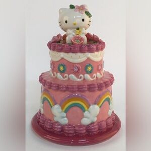 Blue Sky Clayworks Hello Kitty Cake Piggy Bank Ceramic, 7" L x 7" W x 10" H